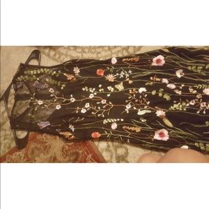 Embroidered mesh bodycon dress